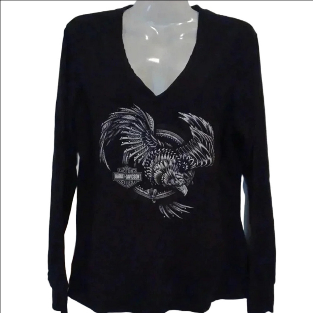 - Harley-Davidson V-neck long sleeve top Women's Size Large